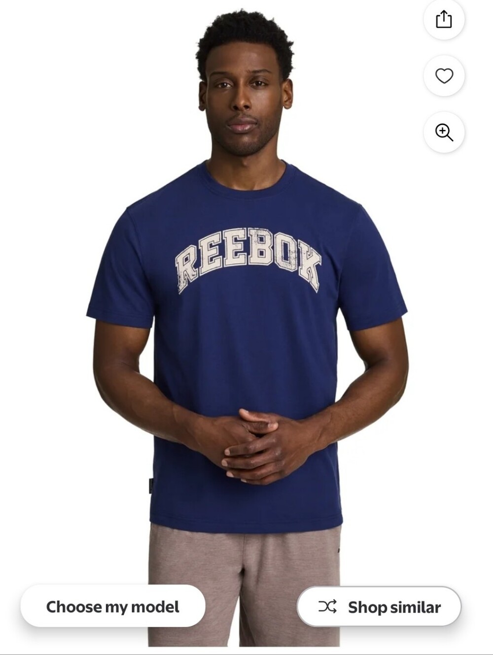 New Reebok Men's Blue Spellout Short Sleeve Graphic Print T-Shirt Sz XL